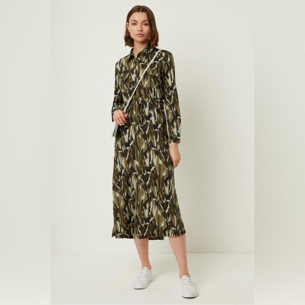 FRENCH CONNECTION animal print Long Sleeve Midi Shirt Dress - Picture 2 of 7